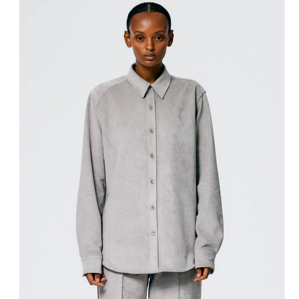 Tibi Ultrasuede Men's Slim Shirt